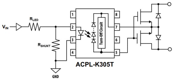 Application Circuit Diagram - Broadcom ACPL-K305T Automotive Photovoltaic Drivers